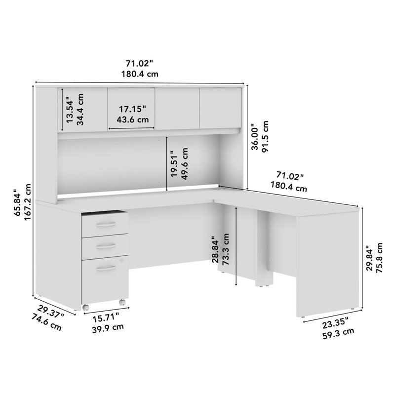 Studio C L-Shaped Desk with Hutch - Reversible, Natural Elm