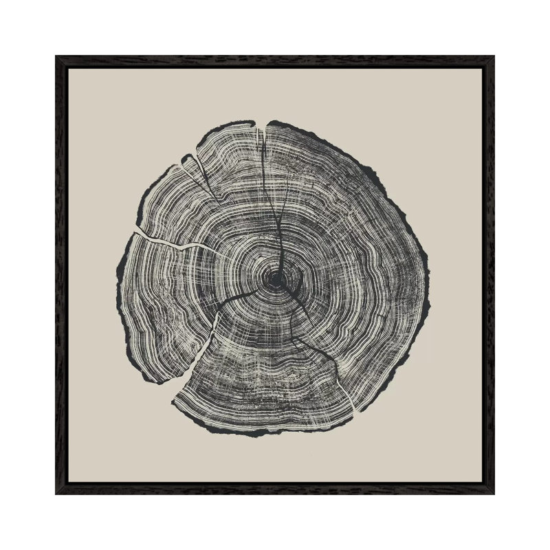 Hand-Drawn Oak 1 Piece Painting on Canvas, 66.04cm H x 66.04cm W x 3.81cm D, Black Framed
