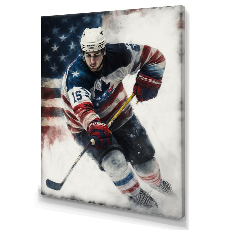 Hockey sur glace II - impression sur toile, H 20 po x l 12 po x P 1 po, Toile tendue