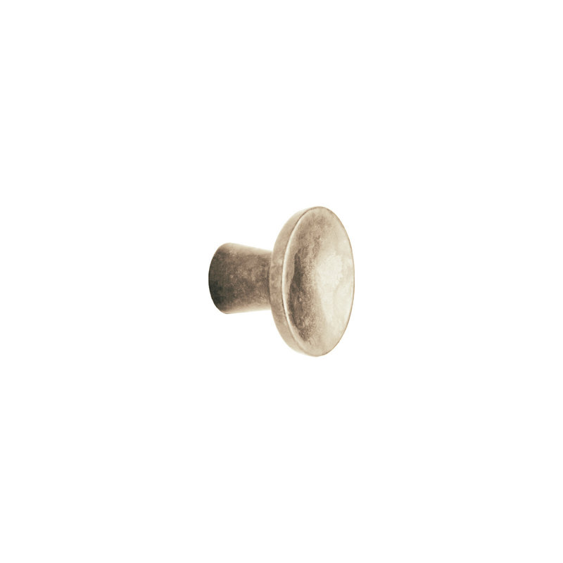 Brut Bronze Round Knob, White Bronze Light