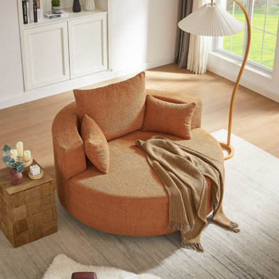 Fauteuil d'appoint pivotant à 360 ° avec 3 coussins amovibles pour le salon, la chambre à coucher, le bureau et l'hôtel