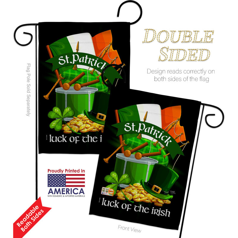 Drapeau de jardin en polyester 18 x 13 po Luck of The Irish