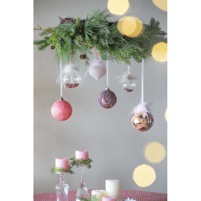 D3.9" Christmas Ball Ornaments, Glass Decorative Hanging Ball Christmas Tree Ornaments, Set of 6