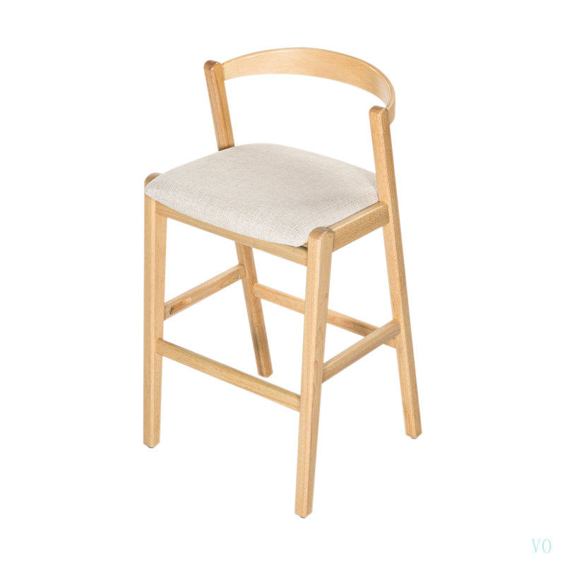 Tabouret de bar d'intérieur en bois d'hévéa, revêtement, ensemble de 2