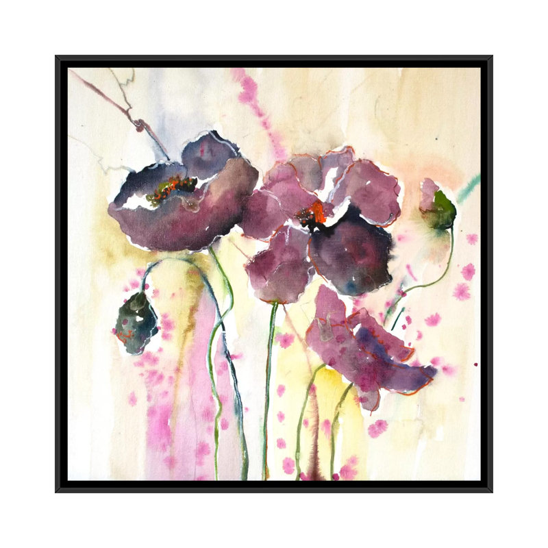 « plum pops ii », reproduction sur toile, H 26 po x l 26 po x P 1,5 po, Toile avec cadre noir, Pas de tapis