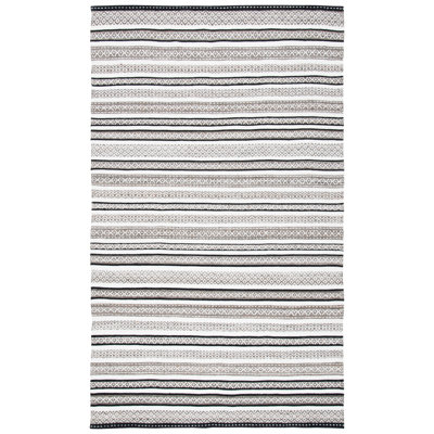 Tapis rayé kilim 102 noir / ivoire