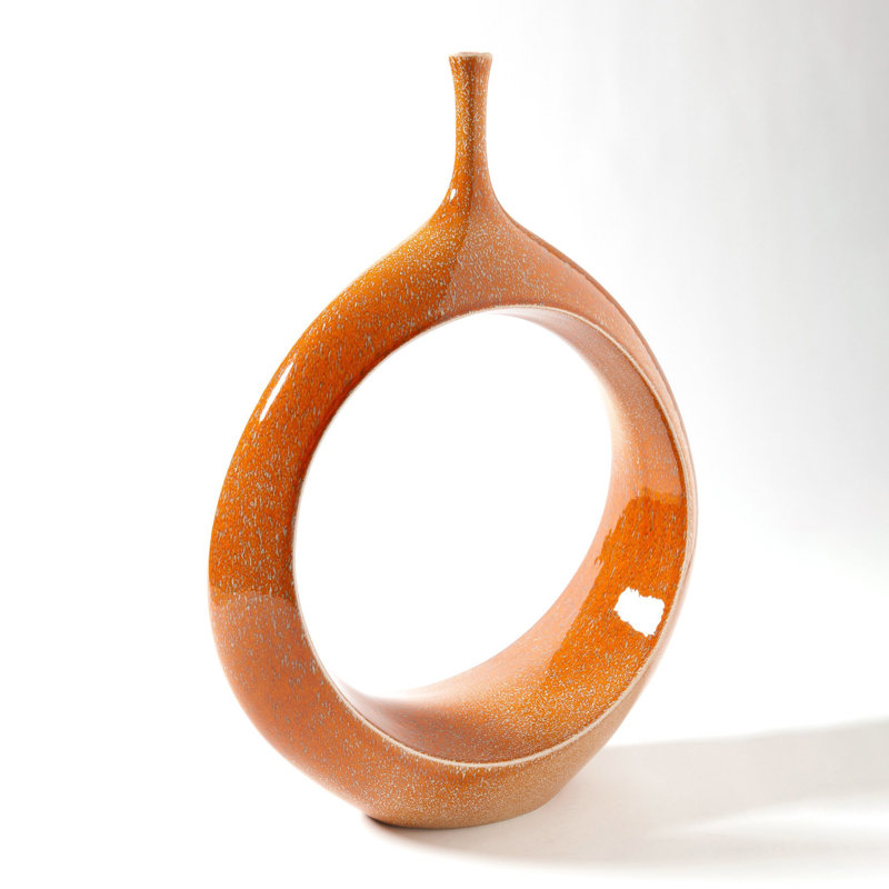 Vase ouvert, H 15,75 po x l 12 po x P 5 po, Orange