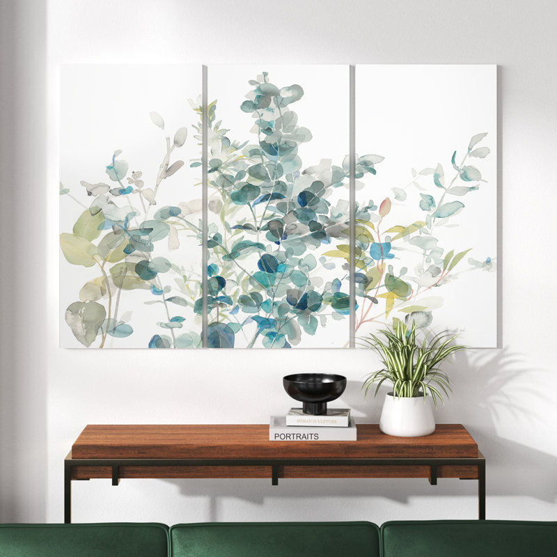 Farmhouse Eucalyptus Natural Element - 3 pièces, reproduction d'art sur toile tendue, H 40 po x l 60 po x P 1 po