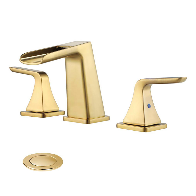 Aanya Widespread 2-handle Bathroom Faucet with Drain Assembly, Brushed Gold