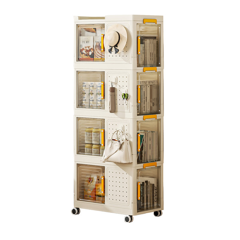 4-Tier Rolling Storage Bookcase With Wheels, Mobile  Multifunction Utility Rolling Storage Organizer