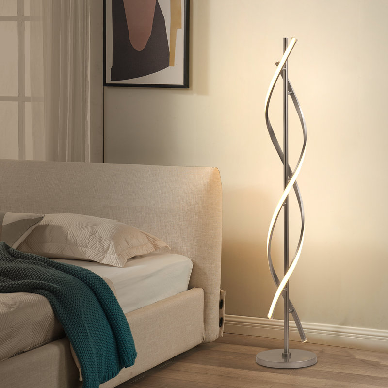 60" Led Novelty Floor Lamp Dimmable Floor Lamps With Remote Control Spiral Contemporary Floor Lamp For Bedroom Living Room