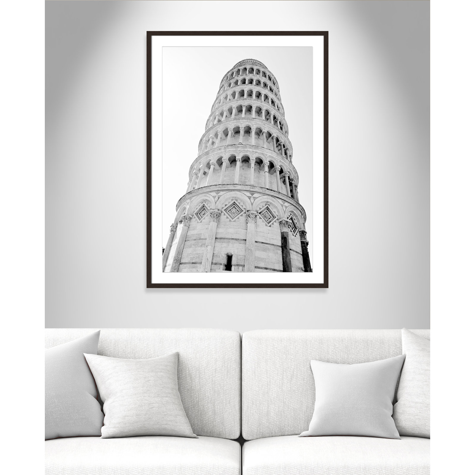 Iconic City Collection "Pisa" Print by Natalie Carpentieri, Walnut Single Picture Frame, Yes, 41.5" H x 29.5" W x 1.25" D