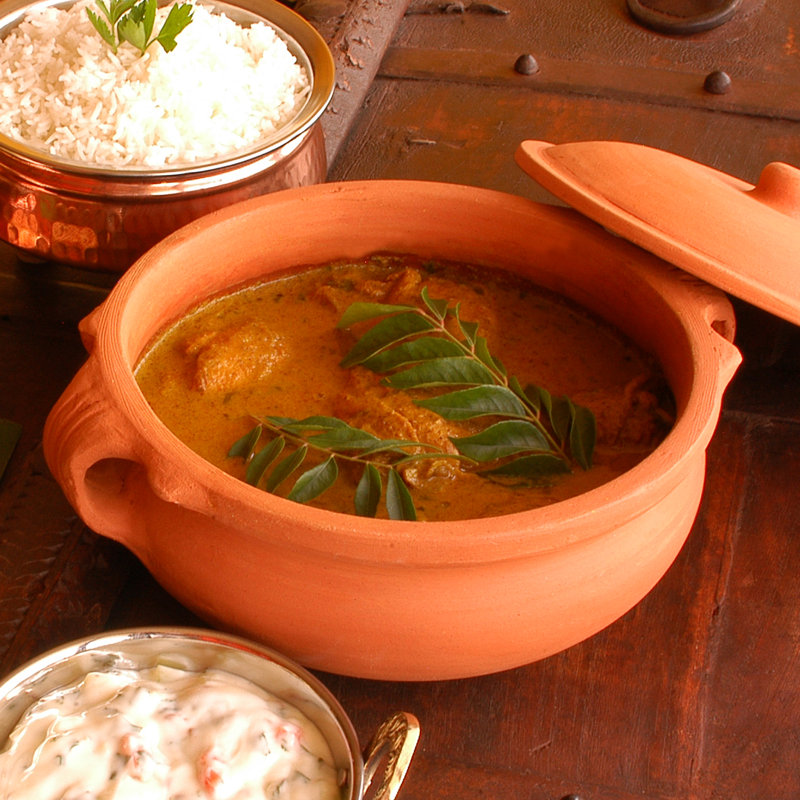 Ancient Cookware, Indian Clay Curry Pot, 8" W