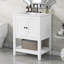 Lavabo de salle de bain moderne élégant en céramique blanche 24 po avec tablette ouverte en bois massif-118003316