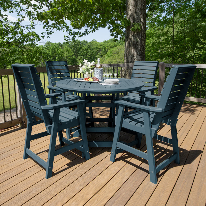 Ensemble de salle à manger d'extérieur 5 pièces 48 po Midwest, Bleu Nantucket, L 62,5 po x l 62,5 po x H 43,3 po