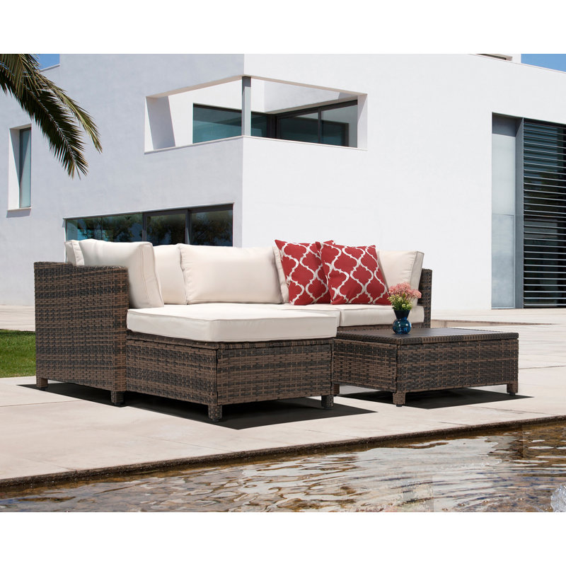 Parkhurst 3 - Person Patio Conversation Set with Cushions, Beige