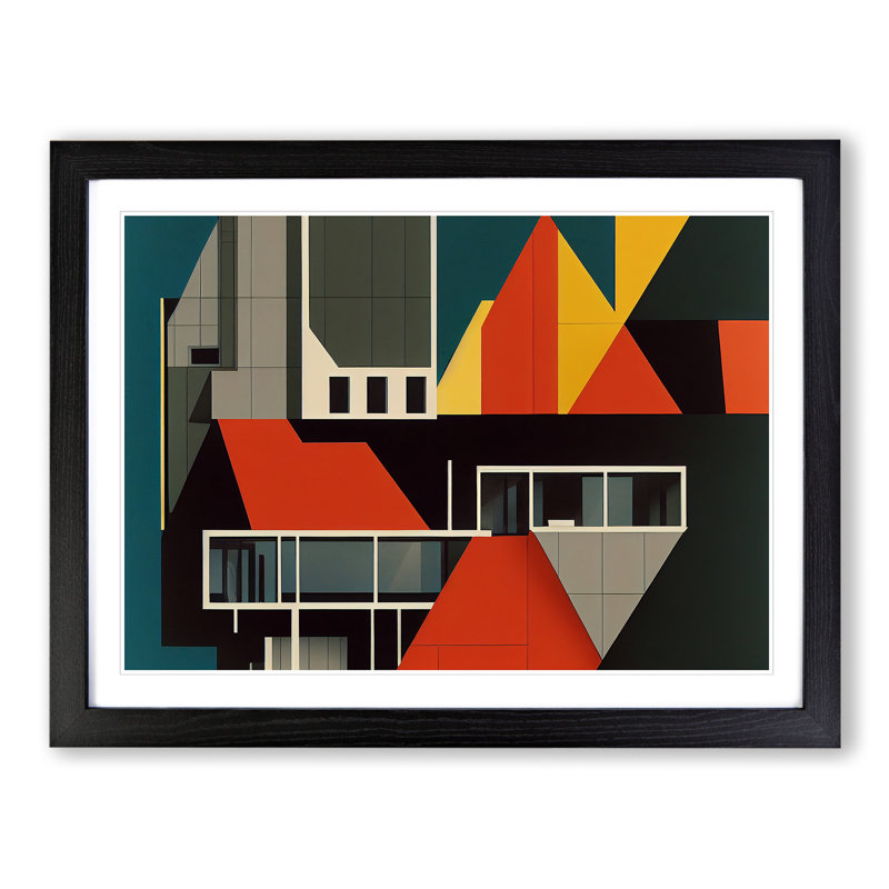 Bauhaus Architecture Vol.4 Abstract - Single Picture Frame Print, 46cm H x 64cm W x 2cm D, Black