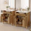 Meuble-lavabo de 60 po en bois avec cadre en bois massif, 4 portes à fermeture douce, 2 tiroirs rabattables, tablette réglable, armoire de rangement moderne