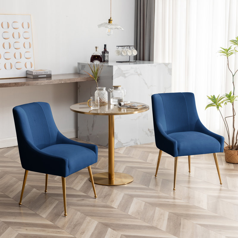 Elian 19.7'' H Velvet Upholstered Side Chair, Navy