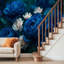 Papier peint adhésif pelez et collez, arrangement floral bleu profond, pivoines, chrysanthèmes, art mural auto-adhésif et amovible-1931786625