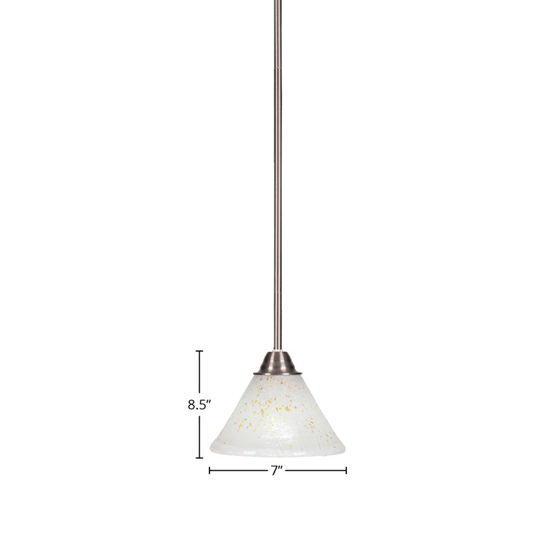 Luminaire suspendu en verre Ayrshire Paramount, Blanc, Nickel brossé, H 56,5 po x l 7 po x P 7 po