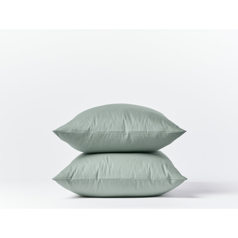 Taie d'oreiller en percale biologique froissé, Taie d'oreiller standard / grand lit, Sauge
