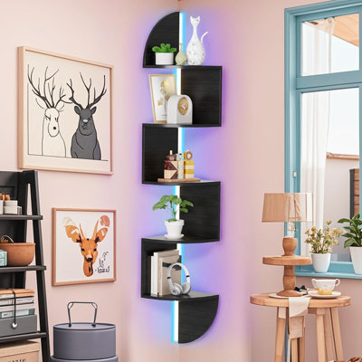 Wall-Mounted Bookshelf & Display Stand For Bedroom, Living Room, Bathroom, Home & Office (Black)
