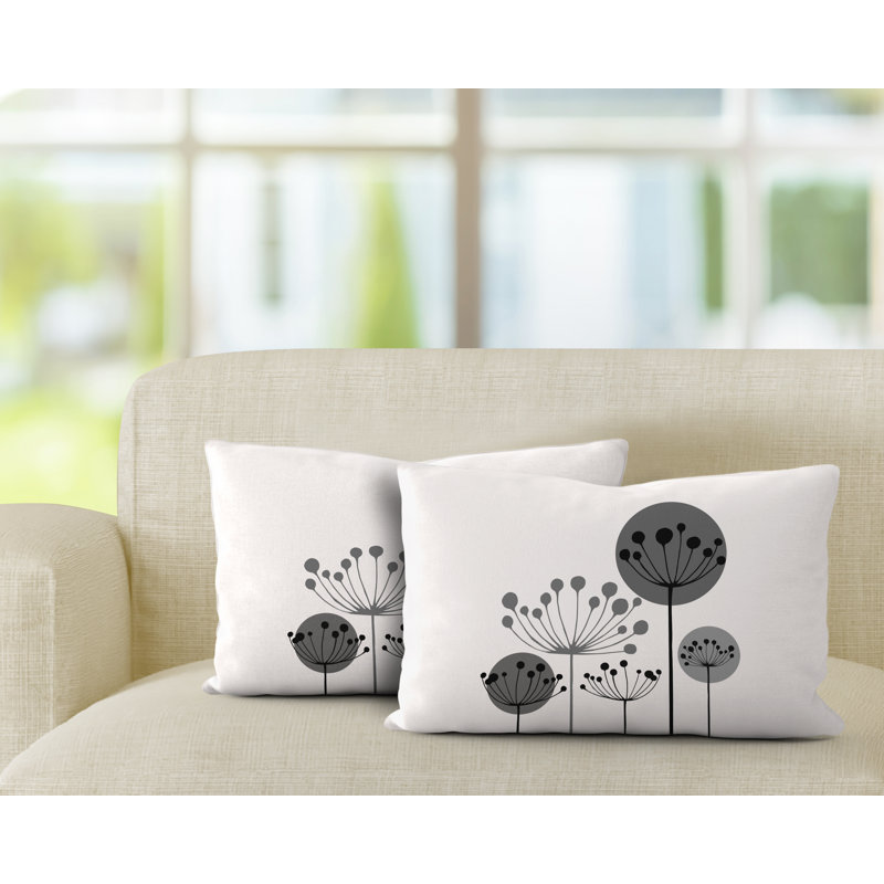 Polyester / Mélange de polyester Housse de coussin rectangulaire intérieure / extérieure lombaire et insert, Noir