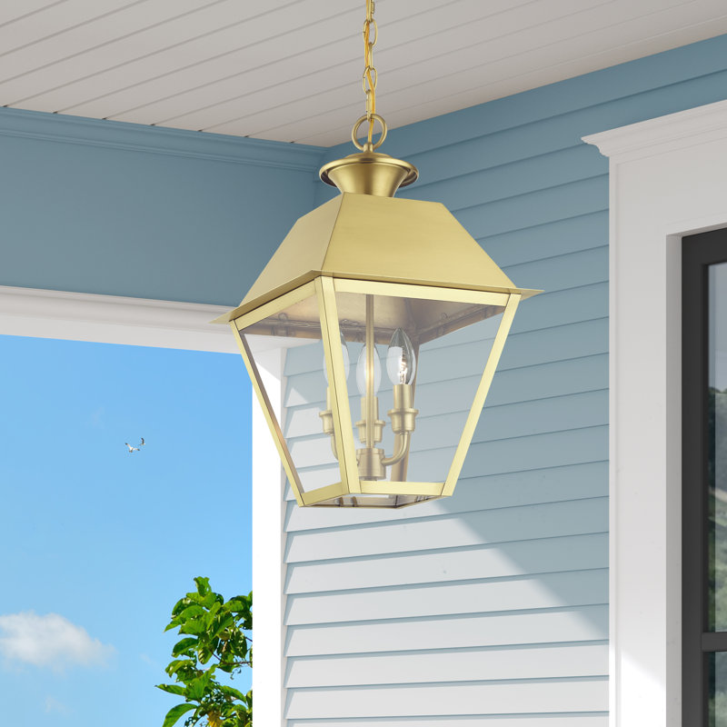 Howells 3 - Light Outdoor Hanging Lantern, Natural Brass