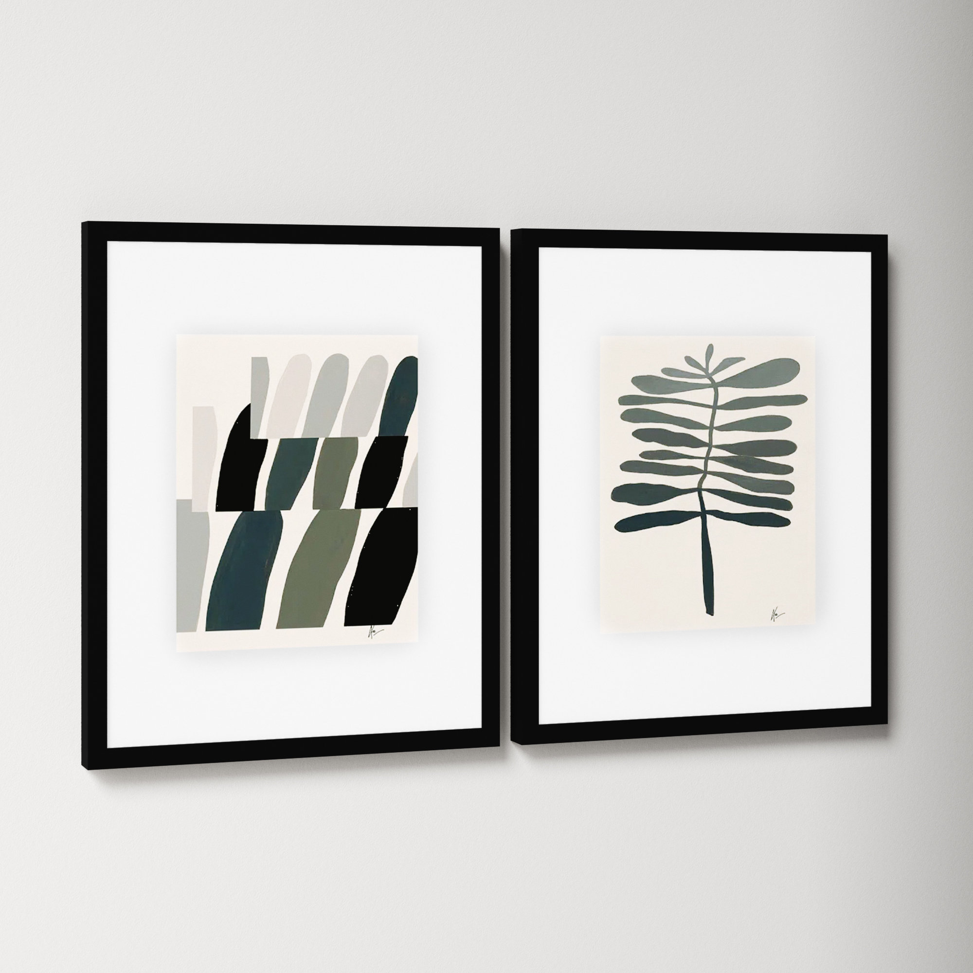 Flora 1&2 by Lee Lessem, 20" H x 32" W x 1.25" D, Black Framed