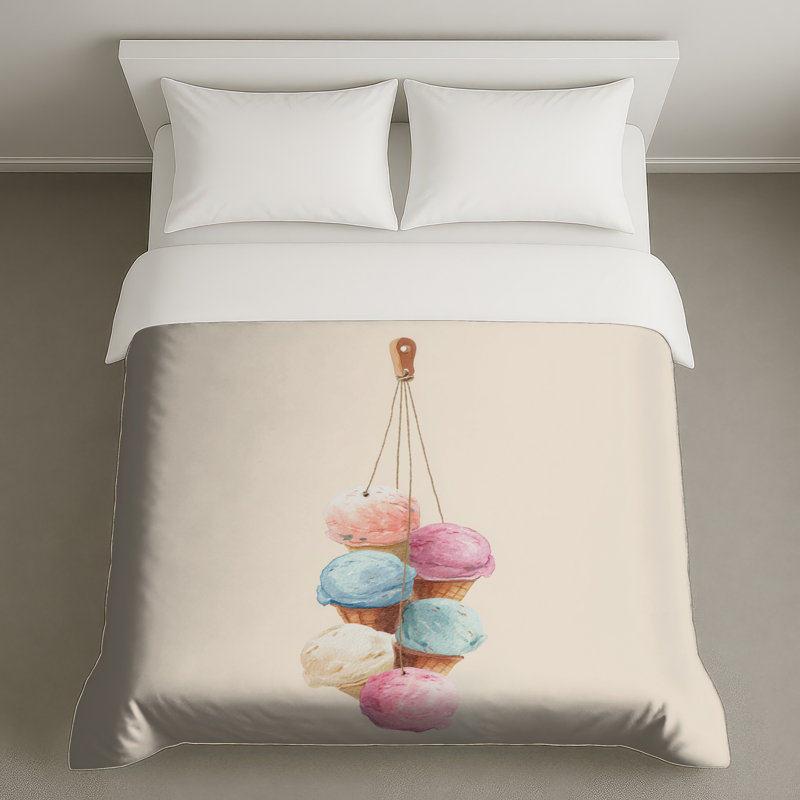 Housses de couette empilées en forme de cornets de crème glacée, Lit simple