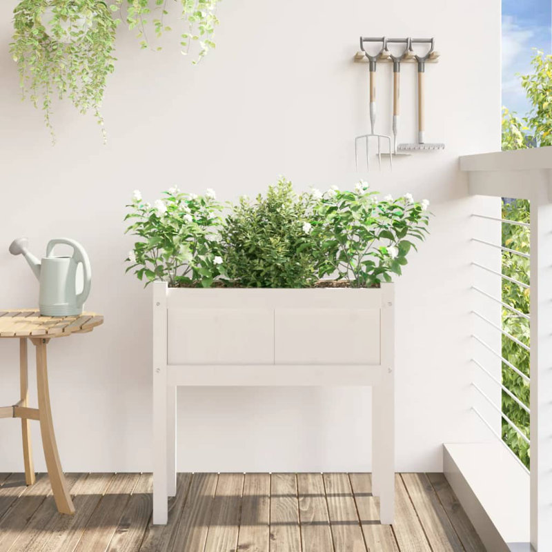 Bruneau Wood Planter Box, White