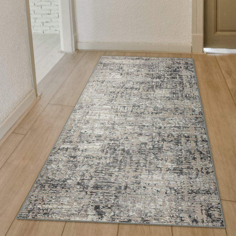 Livigno 1241 Transitional Striated Gray Area Rug, Runner 2'2" x 7'7" 