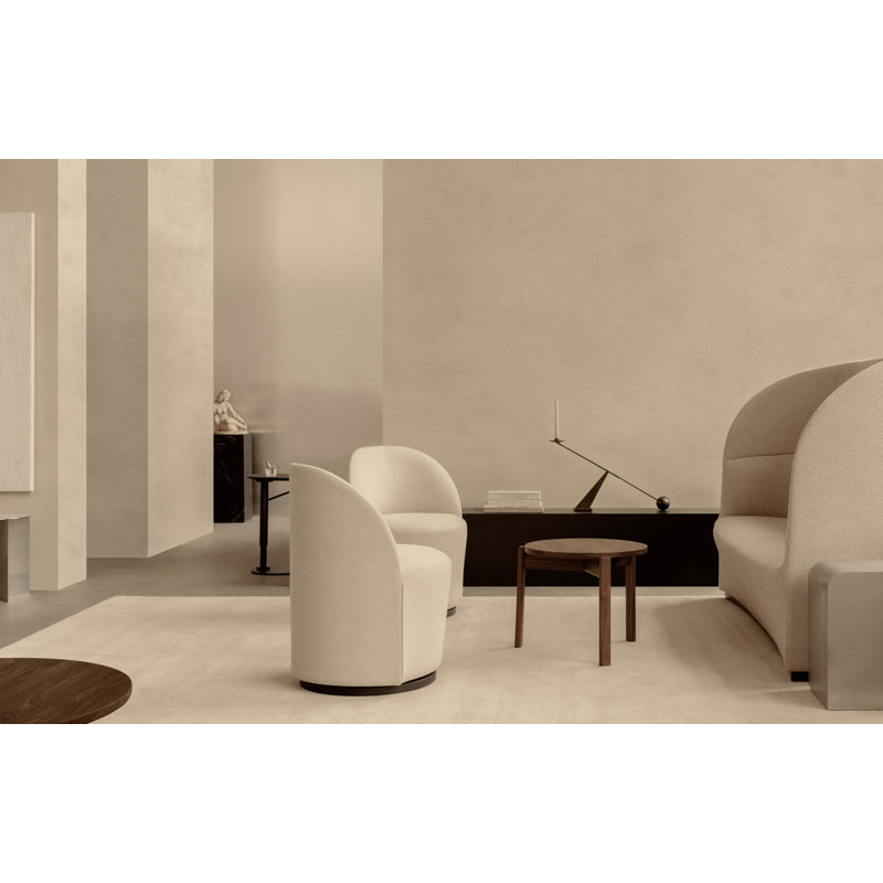 Tearoom Swivel Barrel Chair, Ivory Cotton Blend