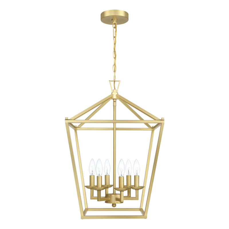 Lustre géométrique à 6 lumières Gurjit, Or