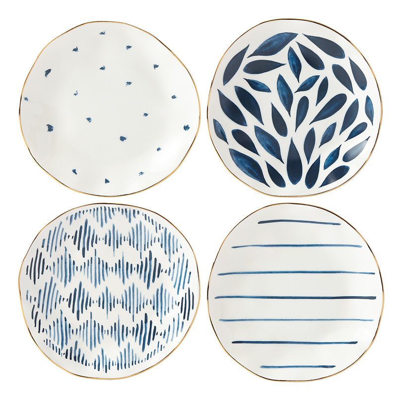 Ensemble d'assiettes apéritif Blue Bay 4 pièces