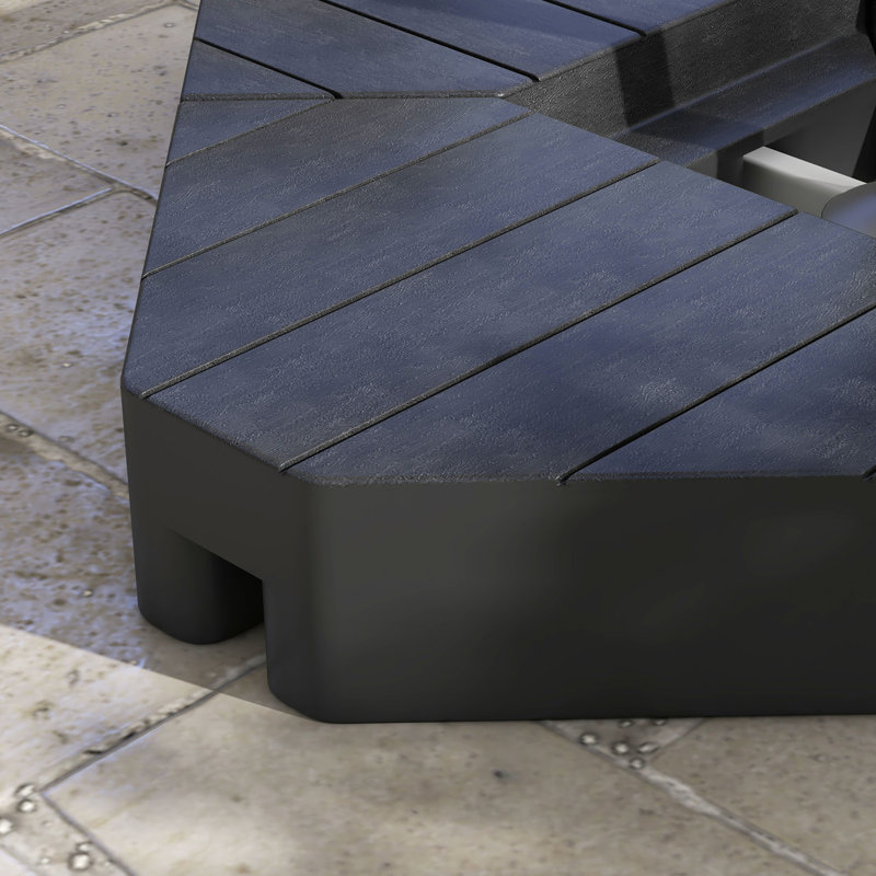 4 poids de base de parasol de patio, 132 lb d'eau / 176 lb de sable, noir, pour parasols en porte-à-faux de 8 pi à 10 pi, extérieur, support stable, support facile