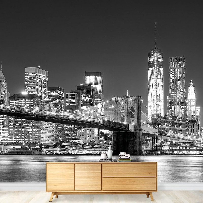 Modern City Buildings Peel & Stick Border, 100" L x 144" W