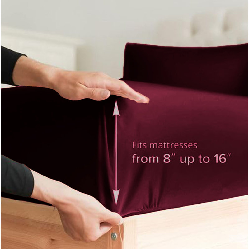  Premium Luxury 4 Piece Rayon from Bamboo Sheet Set, Twin XL Sheet Set with 2 Pillowcases, Maroon