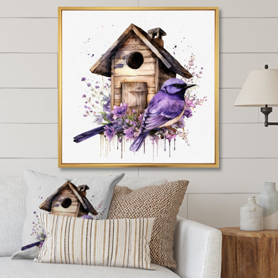 Purple Lavender Birdhouse I - Bird Canvas Print