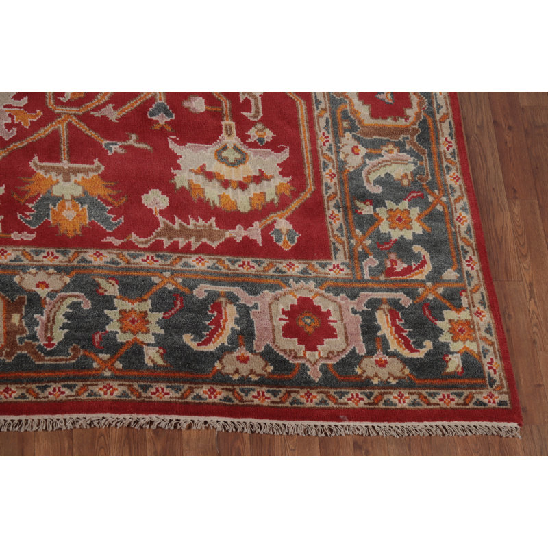 Tapis indien géométrique rouge 9 x 12