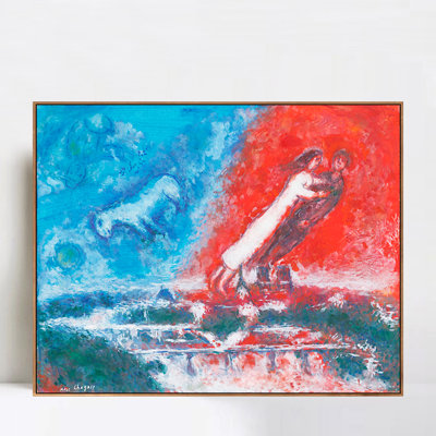 Art encadré sur toile, "Flying on the Road" par Marc Chagall, art mural pour le salon, décorations de bureau à domicile