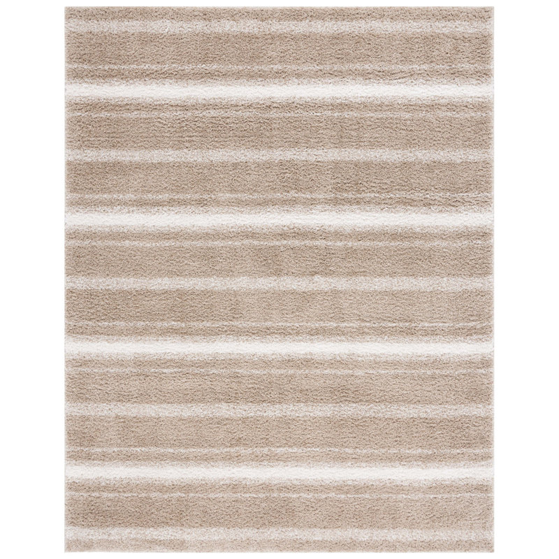 Tapis rayé à poils longs Wessie, Rectangle 8 pi x 10 pi