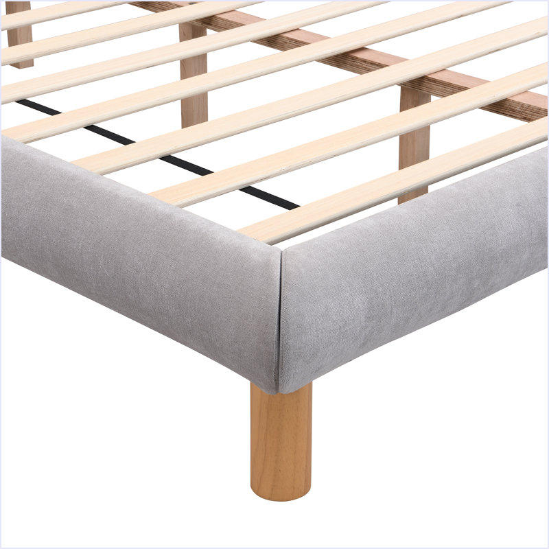Structure de lit plateforme tapissier avec tête de lit en forme de biscuit, Grand lit