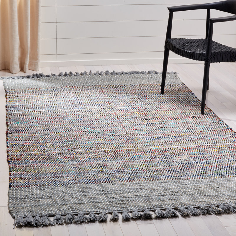 Ekaterina Hand Woven Cotton Abstract Rug, Rectangle 5' x 8'