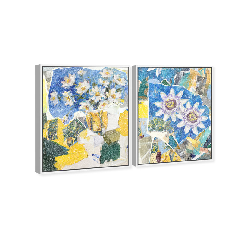Blue Sunshine Set Set by Oliver Gal, 21"H x 25"W, White Floater Frame