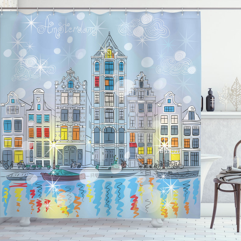 Ensemble de rideau de douche + crochets, H 70 po x l 69 po