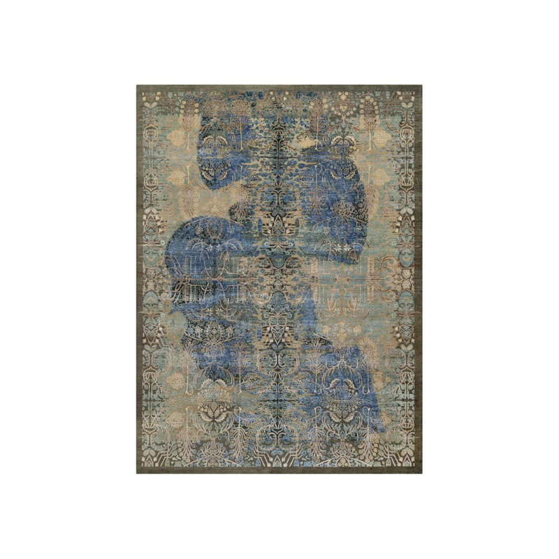 Tapis noué à la main 8 pi 10 po x 12 pi 1 po brun en laine et en soie Sarouk 8463C52C572D4321A8ACEAA4D0ADC863