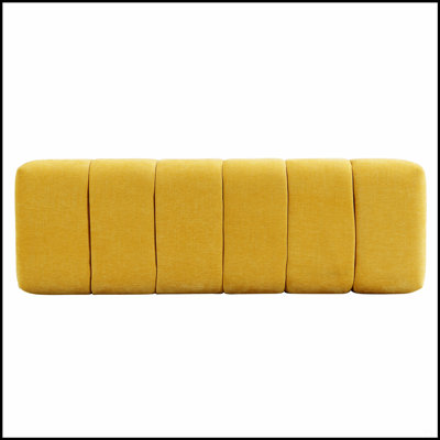 Banc de salle à manger rembourré avec un tissu en chenille jaune, des pieds en bois robustes et une capacité de poids de 300 lb pour une utilisation polyvalente à la maison