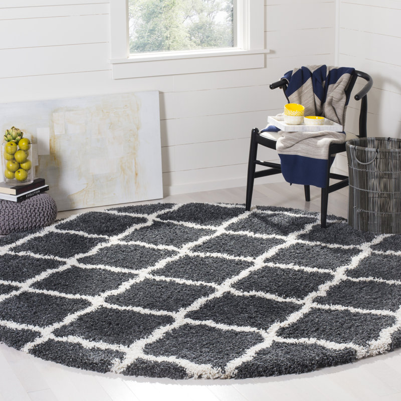 Darrold Hudson Shag Performance Geometric Rug, Round 7'